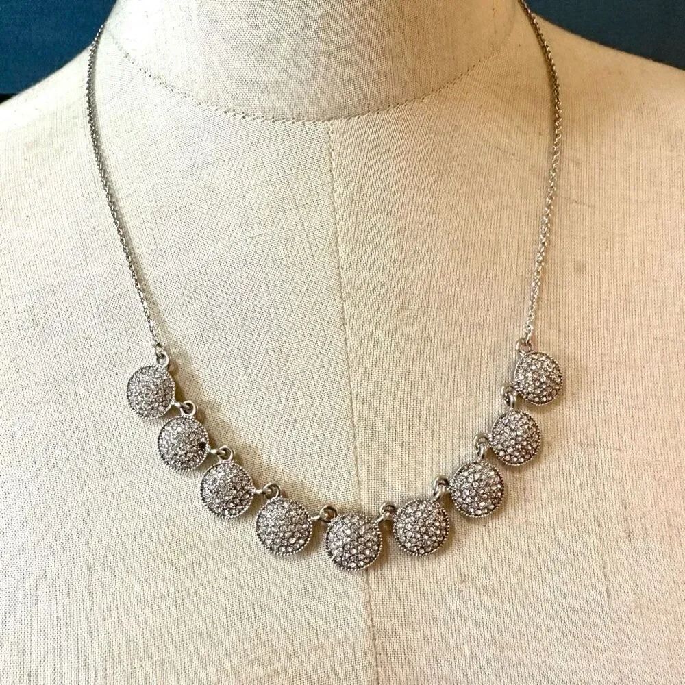 Natasha silver toneā rhinestone circle Necklace